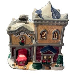 4”x4” Christmas village piece fire station